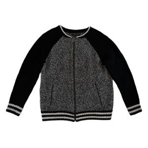 American Eagle Outfitters Black and White Zip Up Sweater Size Large